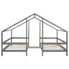 Double Twin Size Triangular House Beds with Built-in Table