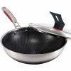 KBH Non-stick Wok, 316L Stainless Steel Stir-fry Pan, Less Oil Honeycomb Wok