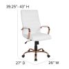 High Back Leather Soft Executive Swivel Office Chair with Frame and Armrests; Various Options