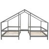 Double Twin Size Triangular House Beds with Built-in Table