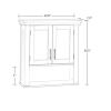 2 door bathroom storage wall cabinet with 1 open shelf and 2 interior shelves; white; gray