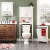 2 door bathroom storage wall cabinet with 1 open shelf and 2 interior shelves; white; gray