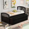 Twin Size Platform Storage Bed Solid Wood Bed with 6 Drawers