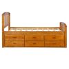 Twin Size Platform Storage Bed Solid Wood Bed with 6 Drawers