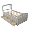 Twin Size Platform Storage Bed Solid Wood Bed with 6 Drawers