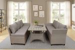 Patio Outdoor Furniture PE Rattan Wicker Conversation Set All-Weather Sectional Sofa Set with Table & Soft Cushions