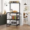 Baker's Rack Storage Shelf Microwave Cart Oven Stand Coffee Bar with Side Hooks 4 Tier Shelves