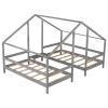 Double Twin Size Triangular House Beds with Built-in Table