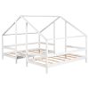 Double Twin Size Triangular House Beds with Built-in Table