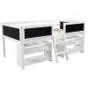 Twin Size Low Loft Bed with Two Movable Shelves and Ladder; with Decorative Guardrail Chalkboard