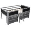 Twin Size Low Loft Bed with Two Movable Shelves and Ladder; with Decorative Guardrail Chalkboard