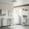 2 door bathroom storage wall cabinet with 1 open shelf and 2 interior shelves; white; gray