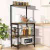 Baker's Rack Storage Shelf Microwave Cart Oven Stand Coffee Bar with Side Hooks 4 Tier Shelves